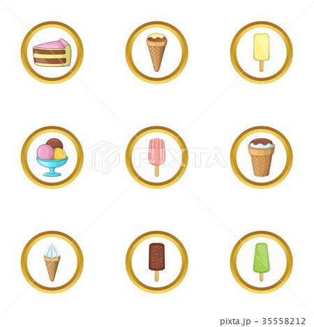 Delicious ice cream icons set, cartoon style 35558212