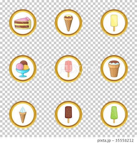 Delicious ice cream icons set, cartoon style 35558212