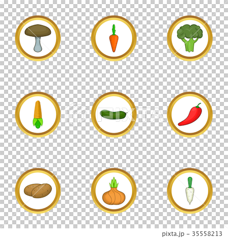 Raw vegetables icons set, cartoon style 35558213