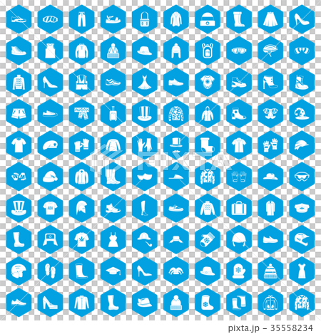 100 clothing and accessories icons set blue 100 clothing and accessories icons set blue 35558234