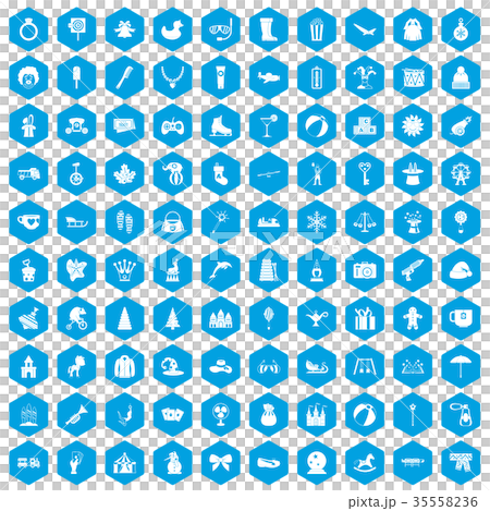 100 children icons set blue 100 children icons set blue 35558236