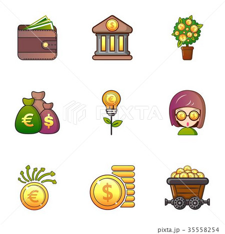 Money icons set, cartoon style Money icons set, cartoon style 35558254