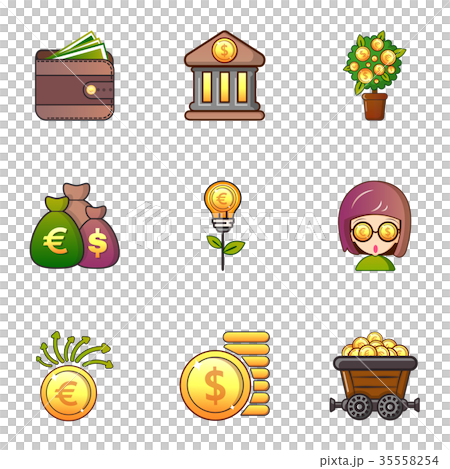 Money icons set, cartoon style Money icons set, cartoon style 35558254