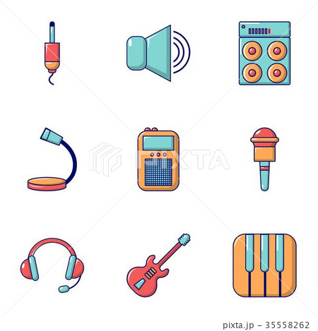 Voice recording icons set, flat style 35558262