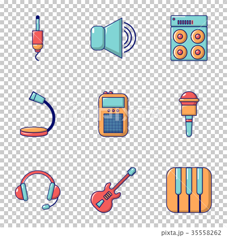 Voice recording icons set, flat style 35558262