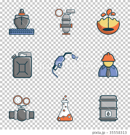 Oil transportation icons set, cartoon style 35558313