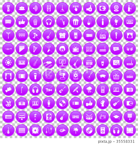 100 karaoke icons set purple 35558331