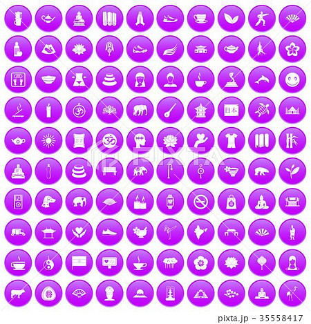 100 yoga icons set purple 100 yoga icons set purple 35558417