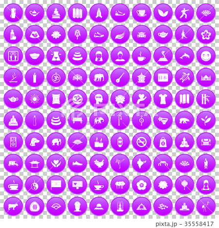 100 yoga icons set purple 100 yoga icons set purple 35558417