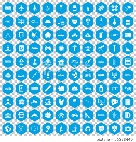 100 development icons set blue 35558440