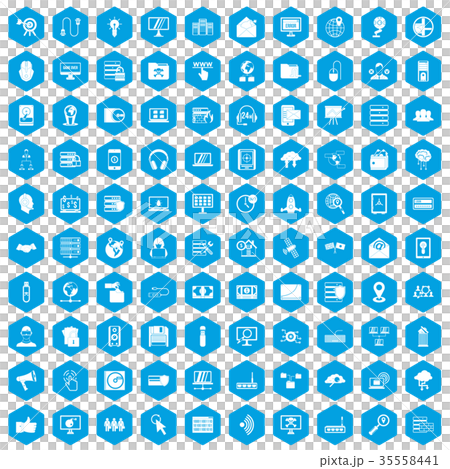 100 cyber security icons set blue 100 cyber security icons set blue 35558441