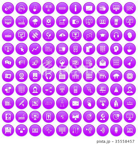 100 on-line seminar icons set purple 100 on-line seminar icons set purple 35558457