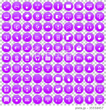 100 on-line seminar icons set purple 100 on-line seminar icons set purple 35558457