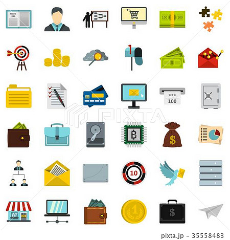 Business plan icons set, flat style Business plan icons set, flat style 35558483