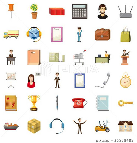 Business icons set, cartoon style 35558485