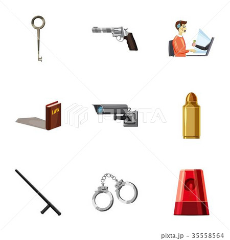 Crime scene icons set, cartoon style 35558564