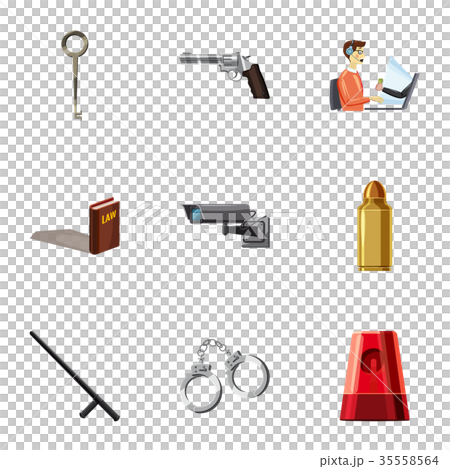 Crime scene icons set, cartoon style 35558564