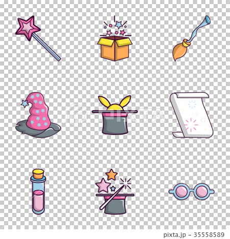 Magic show icons set, flat style - Stock Illustration [35558589] - PIXTA