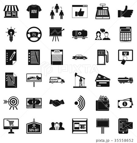 Finance business icons set, simple style 35558652