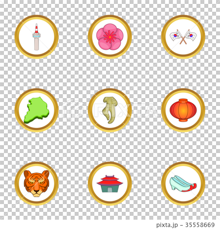 Korea symbols icons set, cartoon style Korea symbols icons set, cartoon style 35558669