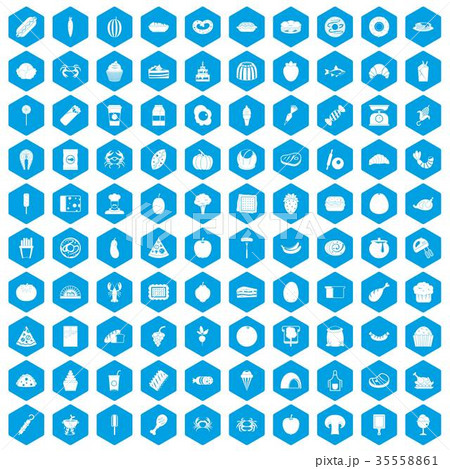 100 favorite food icons set blue 100 favorite food icons set blue 35558861