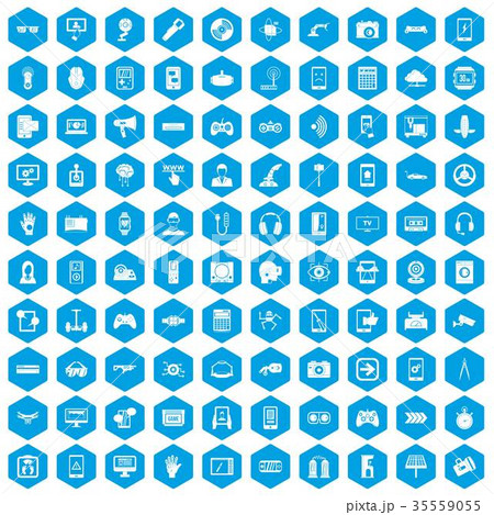 100 gadget icons set blue 35559055