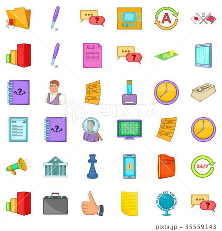 Business meeting icons set, cartoon style Business meeting icons set, cartoon style 35559143