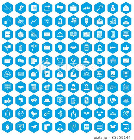 100 interaction icons set blue 100 interaction icons set blue 35559144