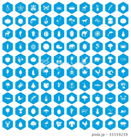 100 live nature icons set blue 100 live nature icons set blue 35559239