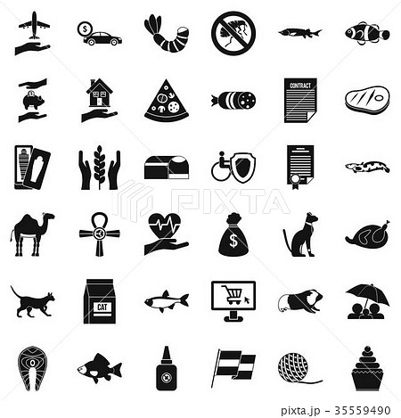 Cat life icons set, simple style 35559490