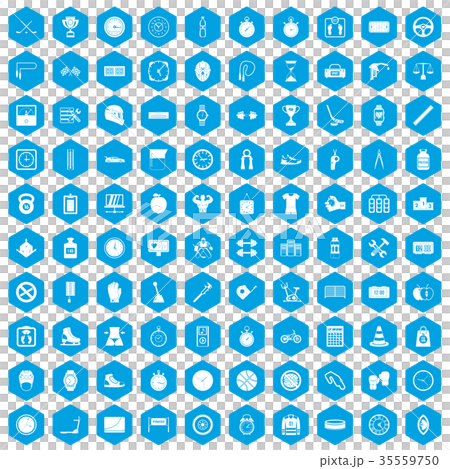 100 stopwatch icons set blue 35559750