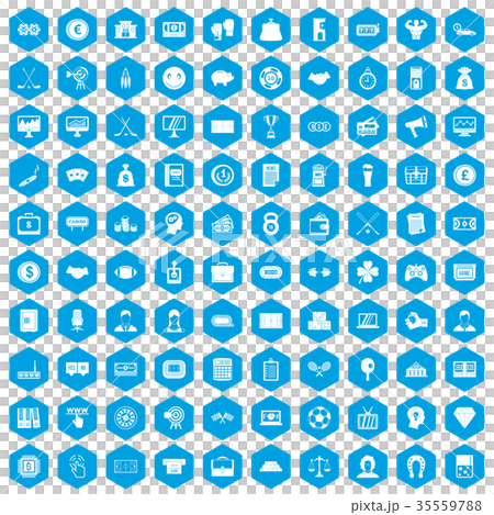 100 sweepstakes icons set blue 100 sweepstakes icons set blue 35559788