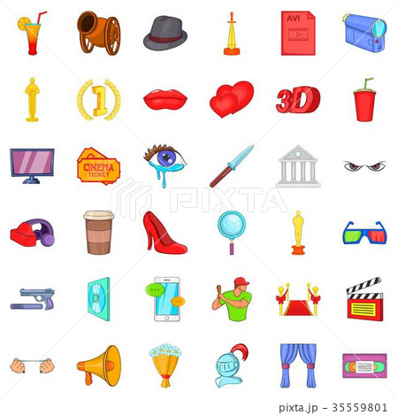 Cinema icons set, cartoon style Cinema icons set, cartoon style 35559801