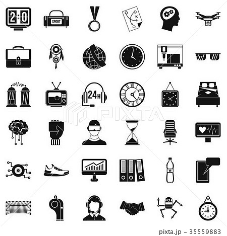 Round clock icons set, simple style Round clock icons set, simple style 35559883