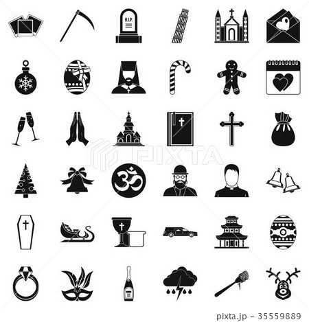Temple icons set, simple style Temple icons set, simple style 35559889