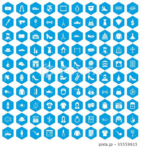 100 stylist icons set blue 35559915