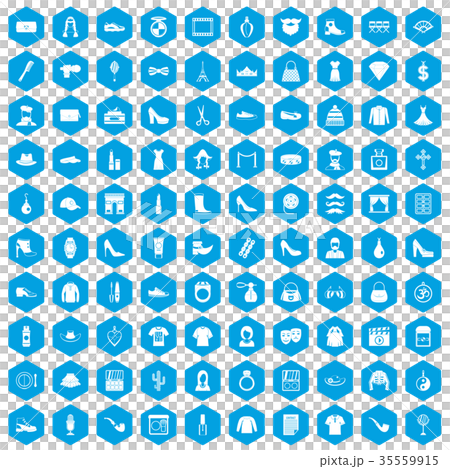 100 stylist icons set blue 35559915