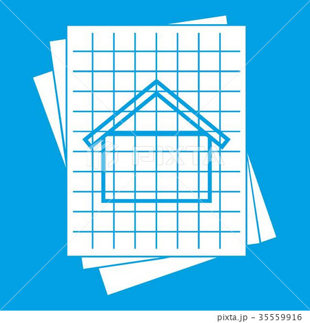 House blueprint icon white 35559916