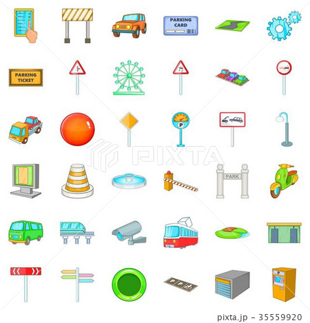 City pointer icons set, cartoon style 35559920