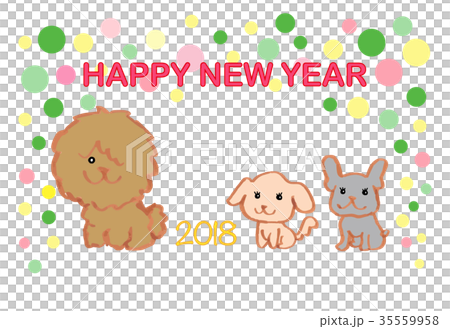 年賀状2018　戌年　はがきテンプレート 35559958