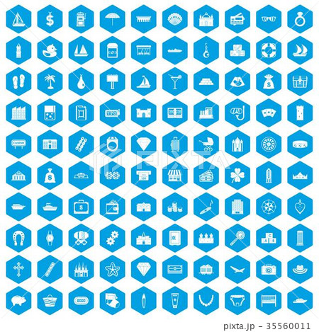100 wealth icons set blueのイラスト素材 [35560011] - PIXTA