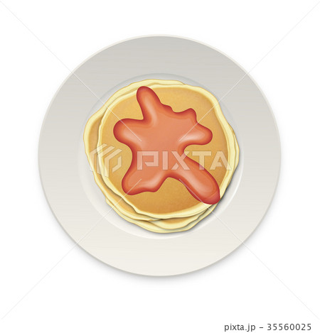 Realistic pancake with boiled or jam on a white 35560025