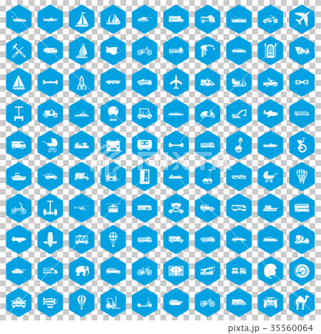 100 transport icons set blue - Stock Illustration [35560064] - PIXTA