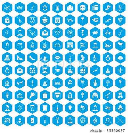 100 valentine day icons set blue 100 valentine day icons set blue 35560087