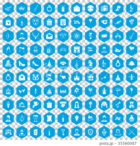 100 valentine day icons set blue 100 valentine day icons set blue 35560087
