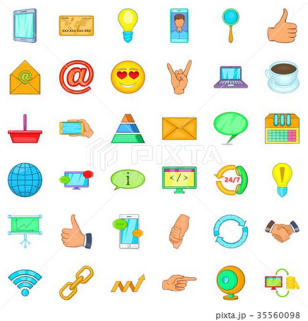 Communication icons set, cartoon style 35560098