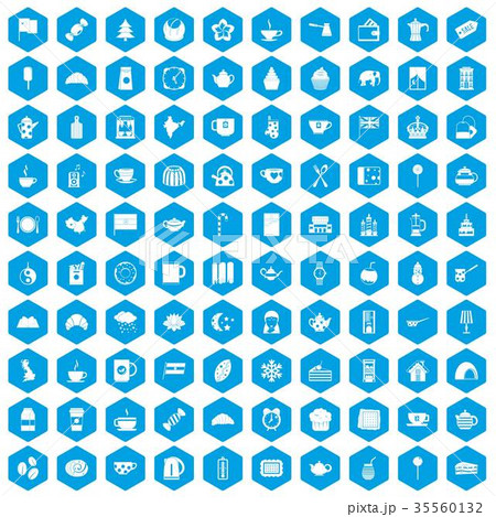 100 tea cup icons set blue 100 tea cup icons set blue 35560132