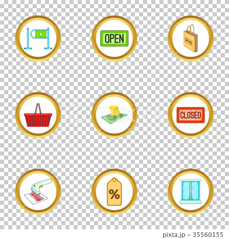 Supermarket icons set, cartoon style 35560155