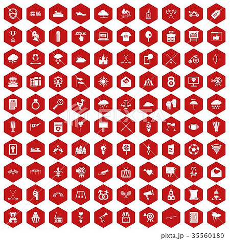 100 arrow icons hexagon red 35560180
