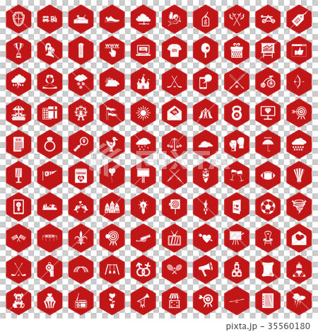 100 arrow icons hexagon red 35560180